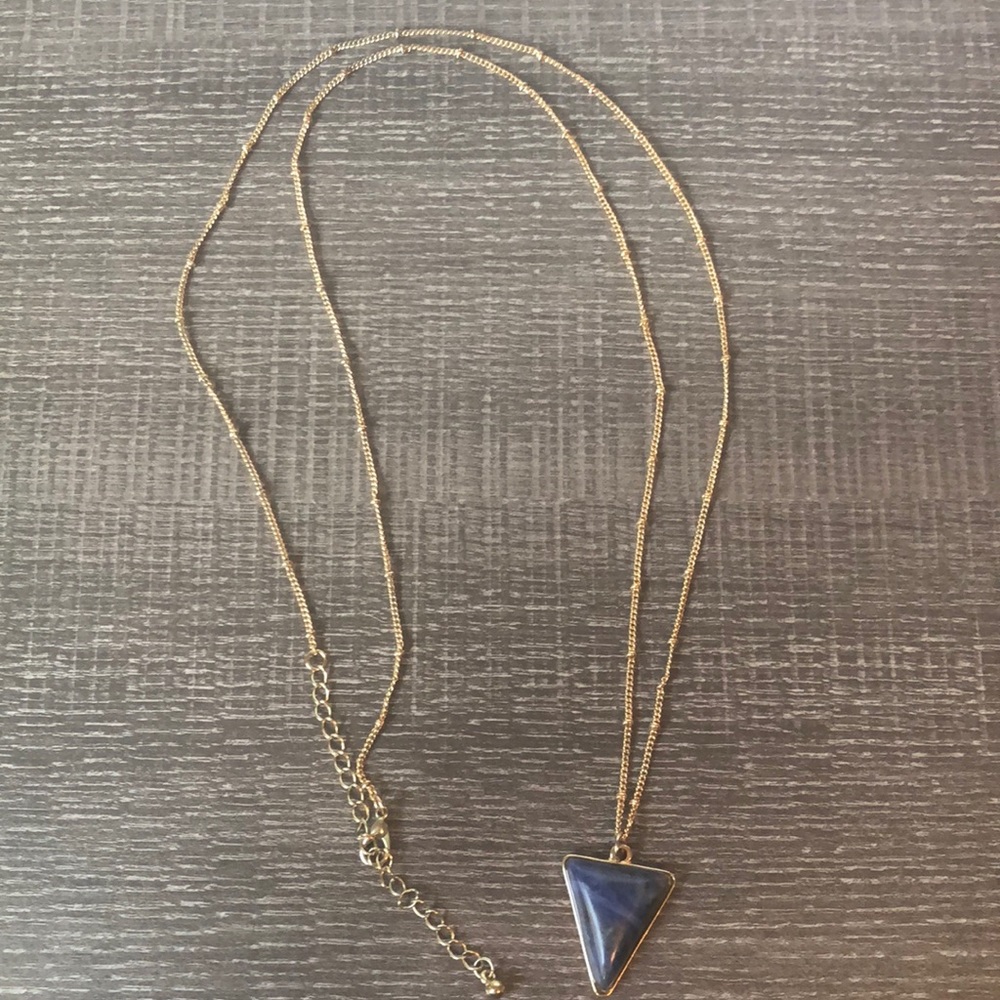Gold Chain Necklace with Blue Pendant